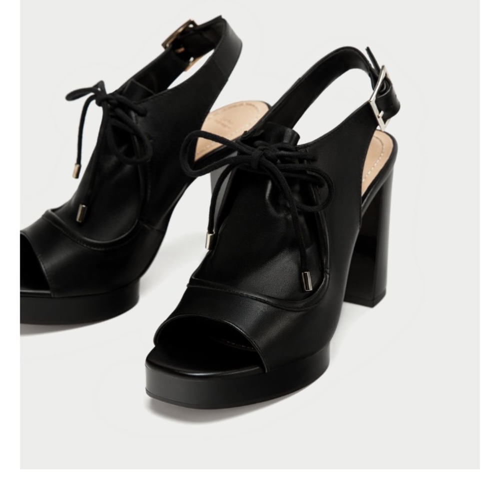 Zara buckled leather slingback sandals